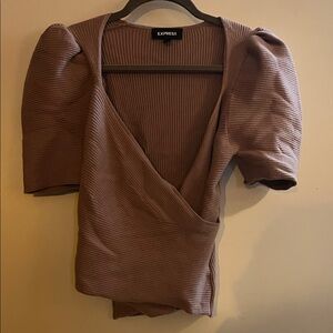 Express Women's Taupe Puff Sleeve Blouse
